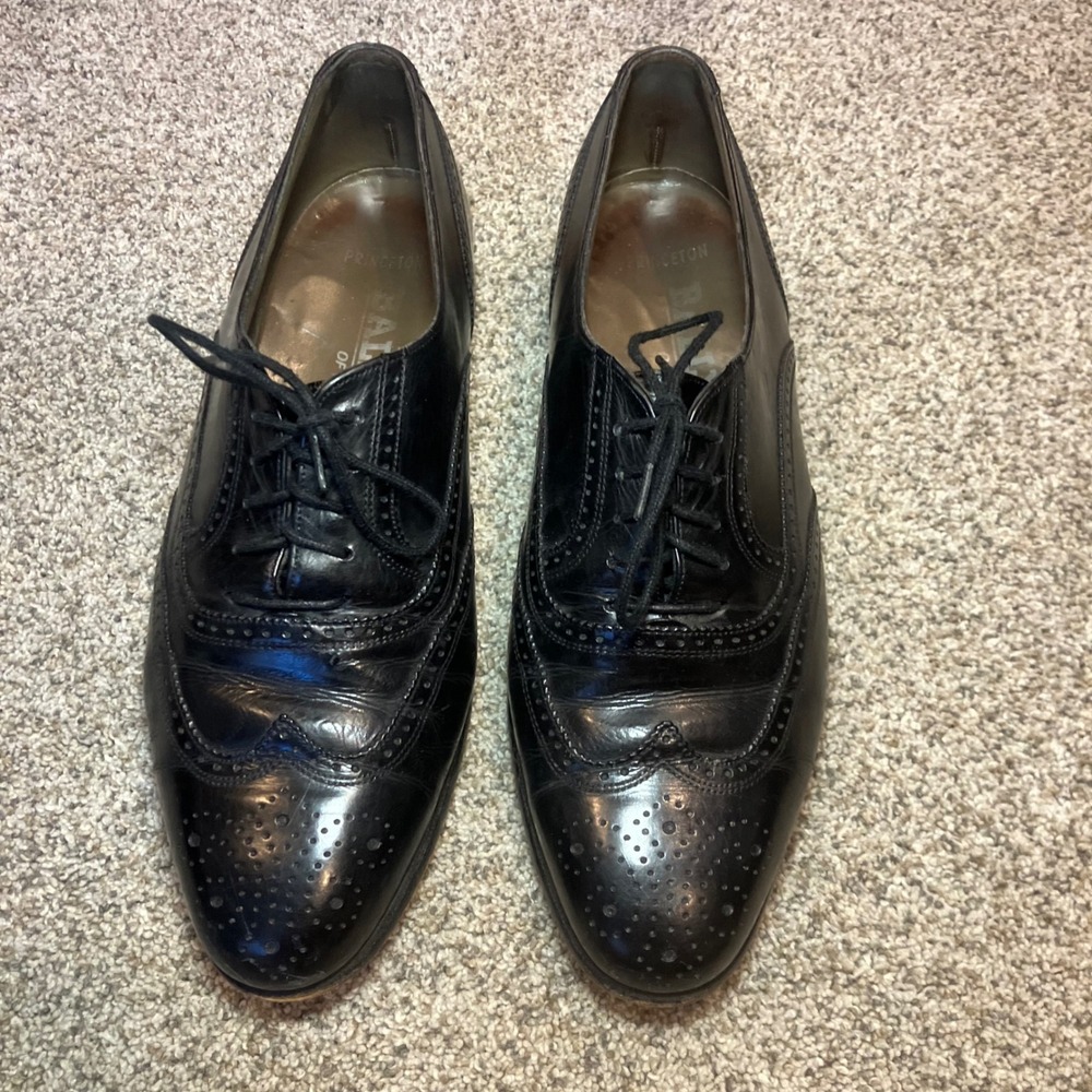 VTG Bally of Switzerland Princeton Mens Black Leather Wingtip Oxford Shoes 7.5 D